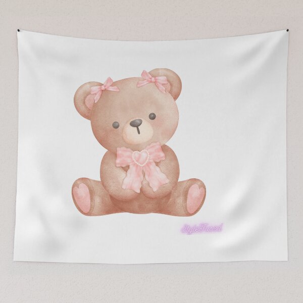 Item preview, Cute and flirty baby bear with pink bow designed and sold by StyleFused.
