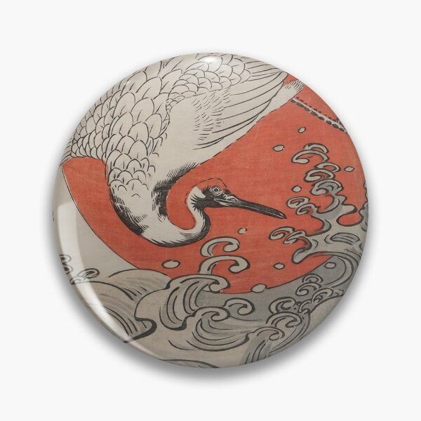 Item preview, Crane, Waves and Rising Sun Woodblock Isoda Koryusai designed and sold by Onodera.