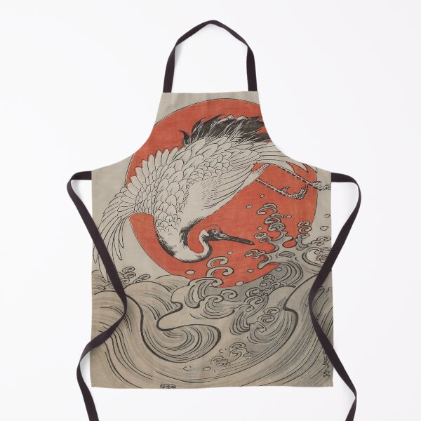 Item preview, Crane, Waves and Rising Sun Woodblock Isoda Koryusai designed and sold by Onodera.