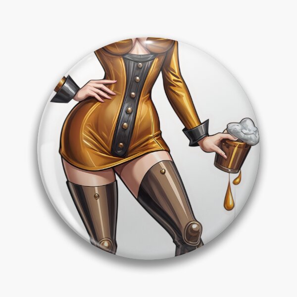 Item preview, Stylish vintage woman in a mini gold dress with a mug designed and sold by Creative88Art.