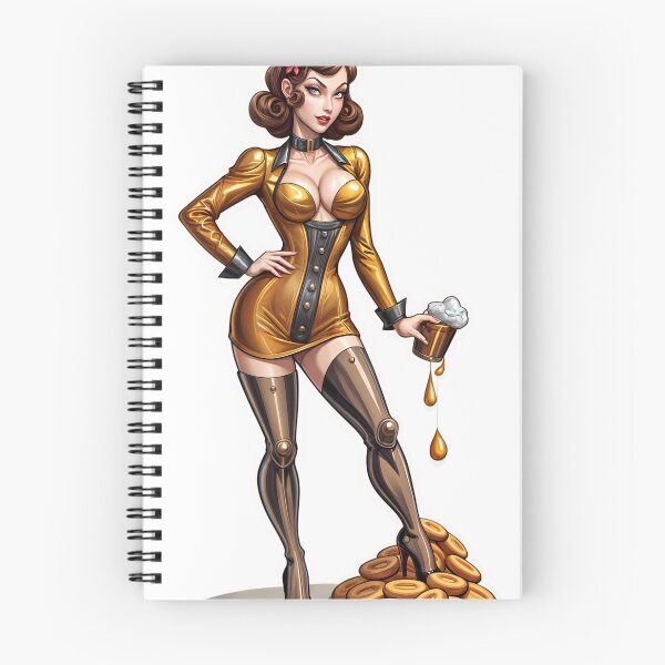 Item preview, Stylish vintage woman in a mini gold dress with a mug designed and sold by Creative88Art.