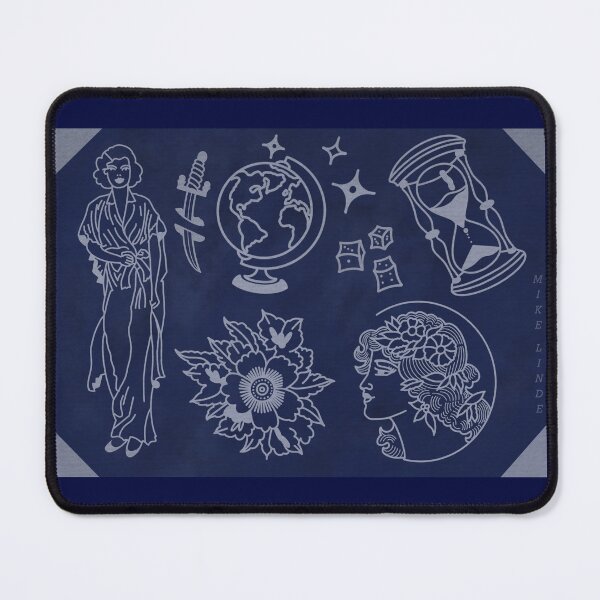 Item preview, Vintage Tattoo Flash Sheet, Cyanotype designed and sold by luckylinde.