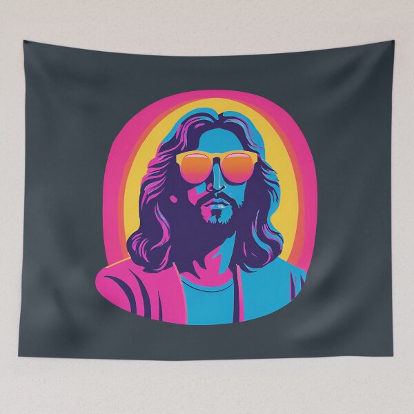 Item preview, Heavenly Cool Jesus with Retro Sunglasses Pop Art T-Shirt designed and sold by pixelandcrafted.