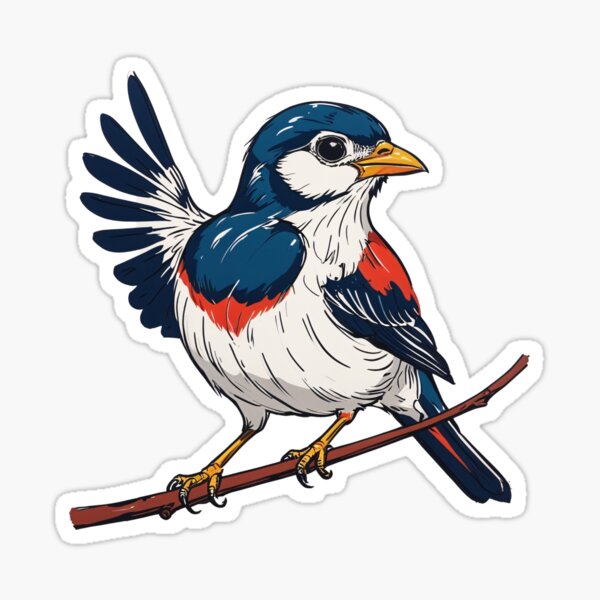 Item preview, Vibrant Blue and Red Bird Illustration designed and sold by MotivasiShop.