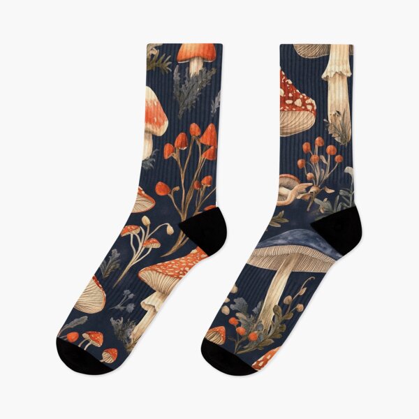 Item preview, Mystical Fungi Midnight Blue Wild Mushrooms Pattern designed and sold by GrinGalore.
