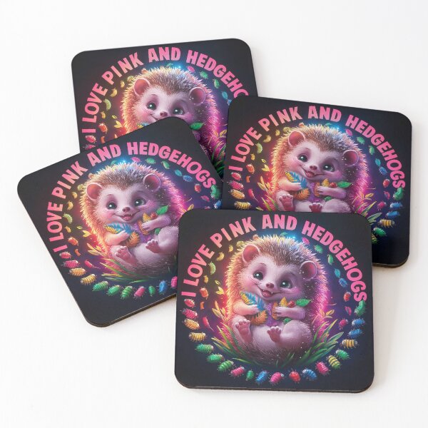 Item preview, I Love Pink & Hedgehogs Colorful Design designed and sold by PinkGoddessLove.