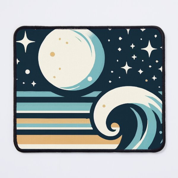 Item preview, Minimalistic retro moon and ocean big wave designed and sold by amersoliman3.