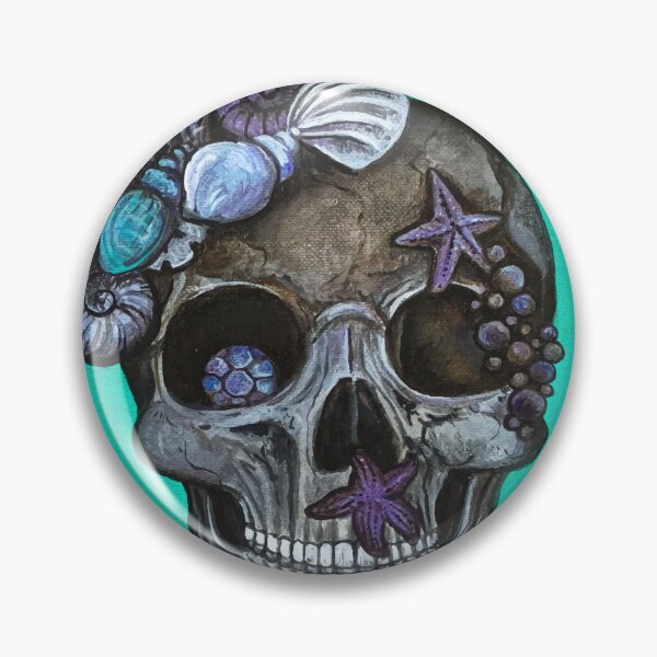 Item preview, Skull Halloween painting with shells and gems designed and sold by paulafreeman.