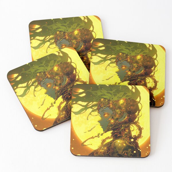 Item preview, Celestial Golden Biomechanical Cyborg Anime Girl designed and sold by bubblegoth.