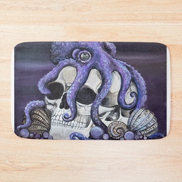 Item preview, Skull and octopus painting with shells and gems designed and sold by paulafreeman.