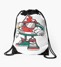 Summer Watermelon Chilling Drawstring Bag