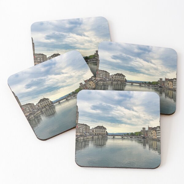 Item preview, Zurich old town view from the river area with the view of Grossmunster and Fraumunster church clock towers.  designed and sold by goceris.