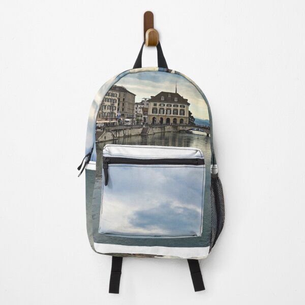 Item preview, Zurich old town view from the river area with the view of Grossmunster and Fraumunster church clock towers. designed and sold by goceris.