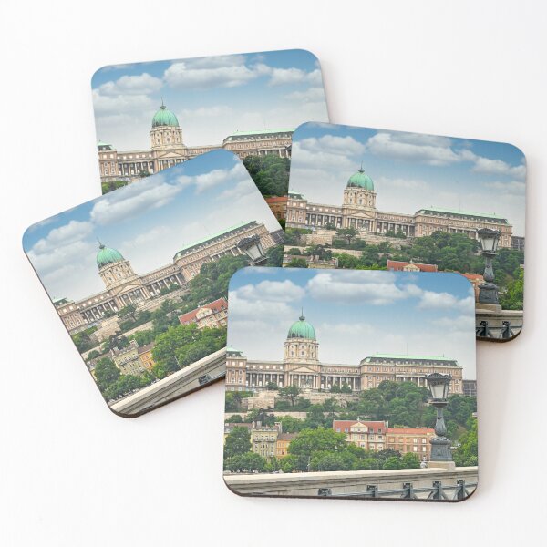 Item preview, Lion sculptures of the Chain Bridge with the view of  Royal palace of Buda in  Budapest, Hungary designed and sold by goceris.