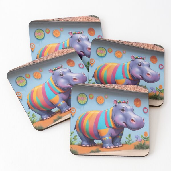 Item preview, Colorful Hippo Mural designed and sold by NeatThingLover.