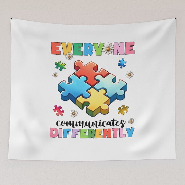 Item preview, Everyone Communicates Differently, Autism Awareness, Mental Health, ABA Therapist, Speech Therapy, BCBA, RBT, AAC designed and sold by behindthefacts.
