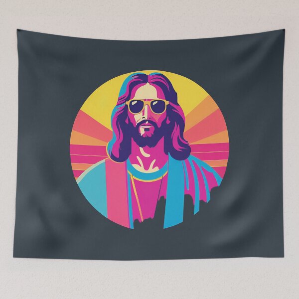 Item preview, Heavenly Cool Jesus with Retro Sunglasses Pop Art T-Shirt designed and sold by pixelandcrafted.