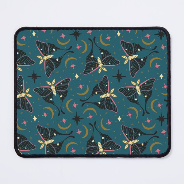 Item preview, Black Celestial Luna Moth and Crescent Pattern. Nocturnal Butterfly Design designed and sold by paldronma.