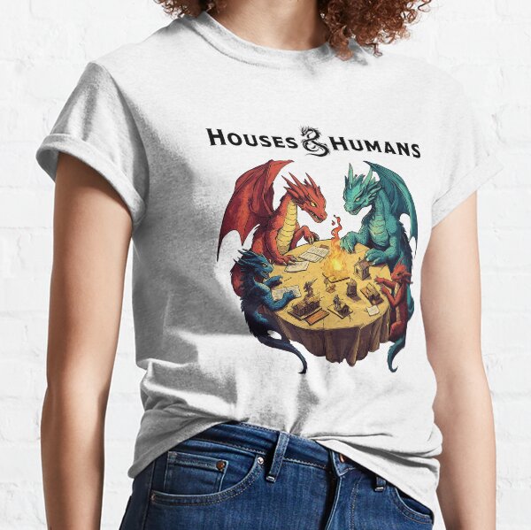 Aperçu de l'œuvre Maisons et humains - Donjons et Dragons créée et vendue par AllTeesStore.
