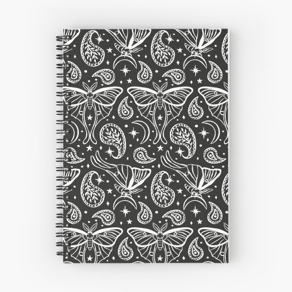 Item preview, Black and White Luna Moth with Paisley Motifs and Celestial Stars and Crescents Pattern designed and sold by paldronma.