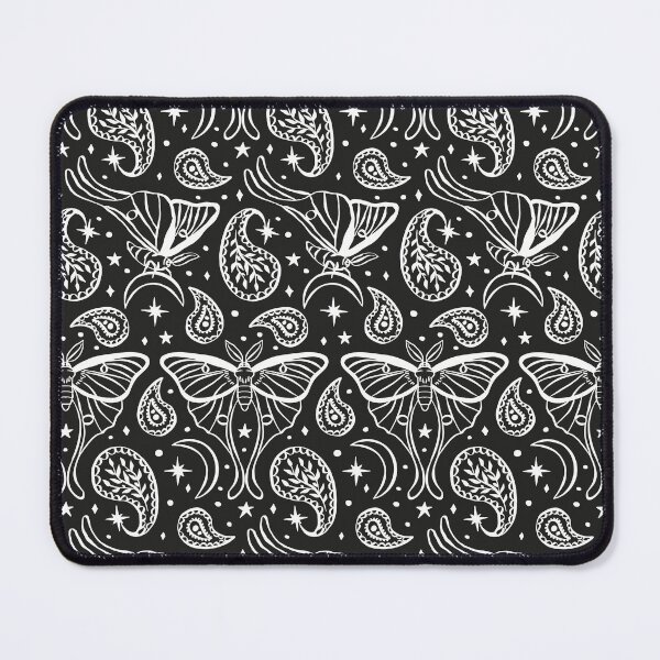 Item preview, Black and White Luna Moth with Paisley Motifs and Celestial Stars and Crescents Pattern designed and sold by paldronma.