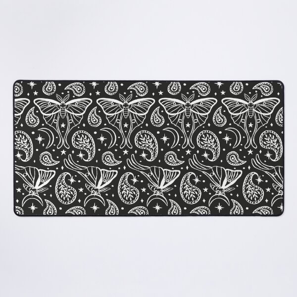 Item preview, Black and White Luna Moth with Paisley Motifs and Celestial Stars and Crescents Pattern designed and sold by paldronma.
