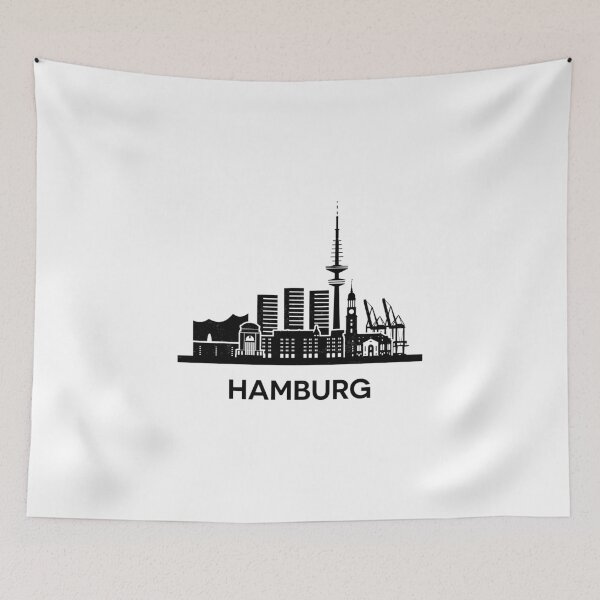 Item preview, Minimalist Hamburg Skyline Silhouette Black designed and sold by strixvariaart.