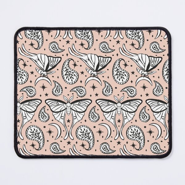 Item preview, Black and White Luna Moth with Paisley Motifs and Celestial Stars and Crescents Pattern designed and sold by paldronma.