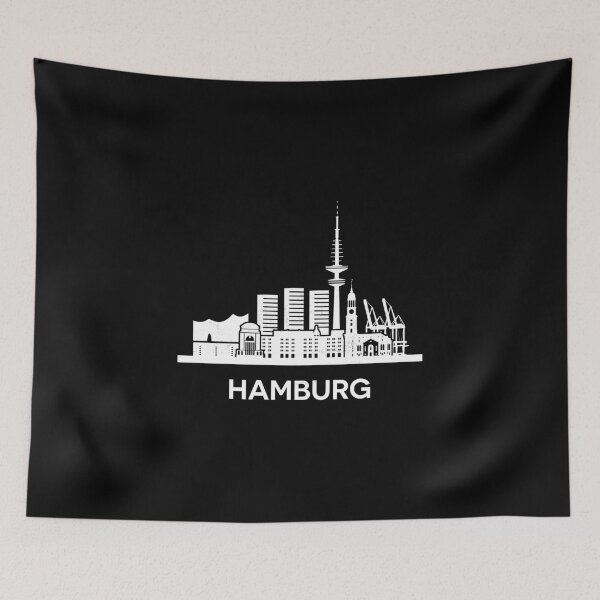 Item preview, Minimalist Hamburg Skyline Silhouette White designed and sold by strixvariaart.