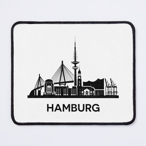 Item preview, Detailed Hamburg Skyline Silhouette Black designed and sold by strixvariaart.