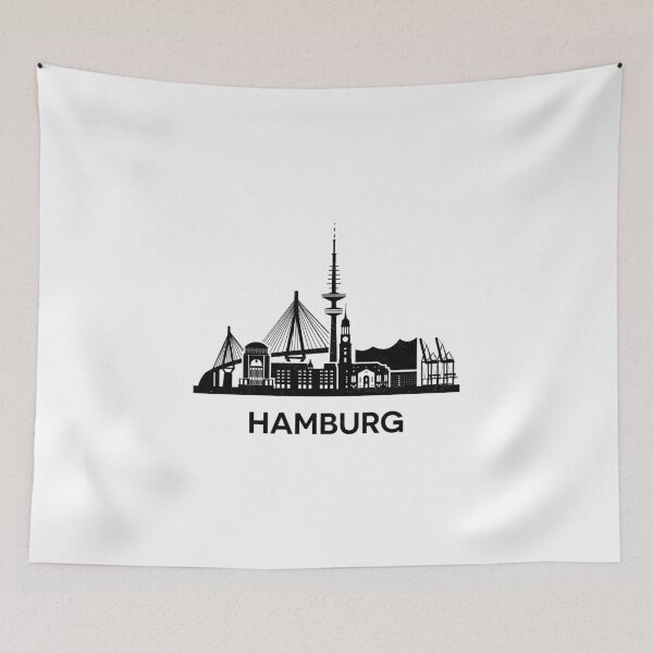 Item preview, Detailed Hamburg Skyline Silhouette Black designed and sold by strixvariaart.