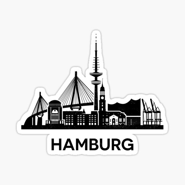 Item preview, Detailed Hamburg Skyline Silhouette Black designed and sold by strixvariaart.