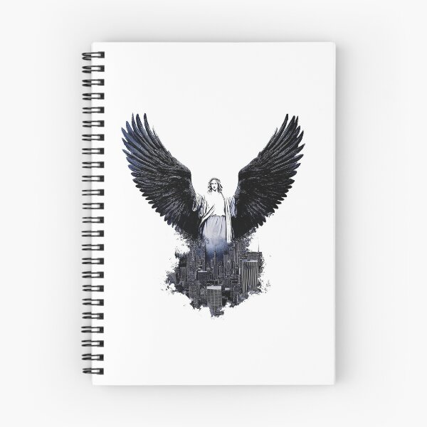 Item preview, an angel with wings floats over a city designed and sold by GabbyKI261.