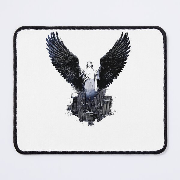 Item preview, an angel with wings floats over a city designed and sold by GabbyKI261.