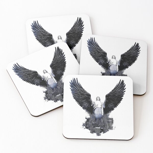 Item preview, an angel with wings floats over a city designed and sold by GabbyKI261.