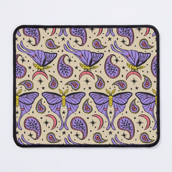 Item preview, Purple Luna Moths with Paisley and Stars and Moons Beige Pattern designed and sold by paldronma.