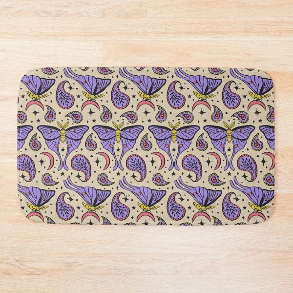 Item preview, Purple Luna Moths with Paisley and Stars and Moons Beige Pattern designed and sold by paldronma.