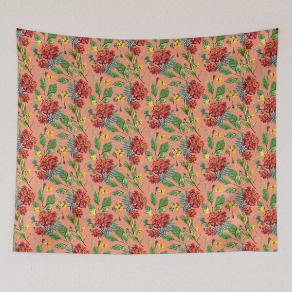 Item preview, Marigold flowers and butterflies pattern designed and sold by stasia-ch.