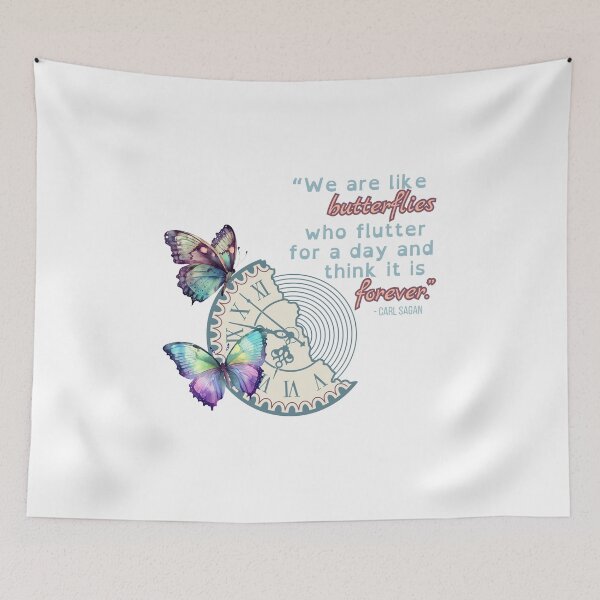 Item preview, Carl Sagan Quote We Are Like Butterflies Watercolor Clock designed and sold by LivingRoomZoo.