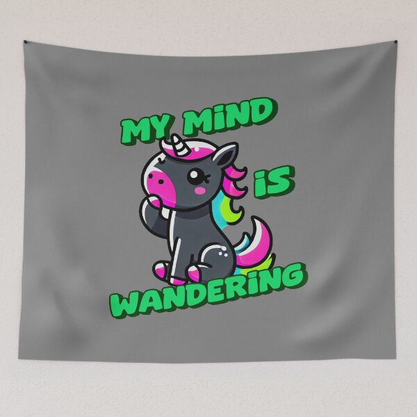 Item preview, My Mind is Wandering - Charlie Incredible art for the unicorn lover in your life, great gift for daughters, girlfriends, wives and more designed and sold by 3DAF.