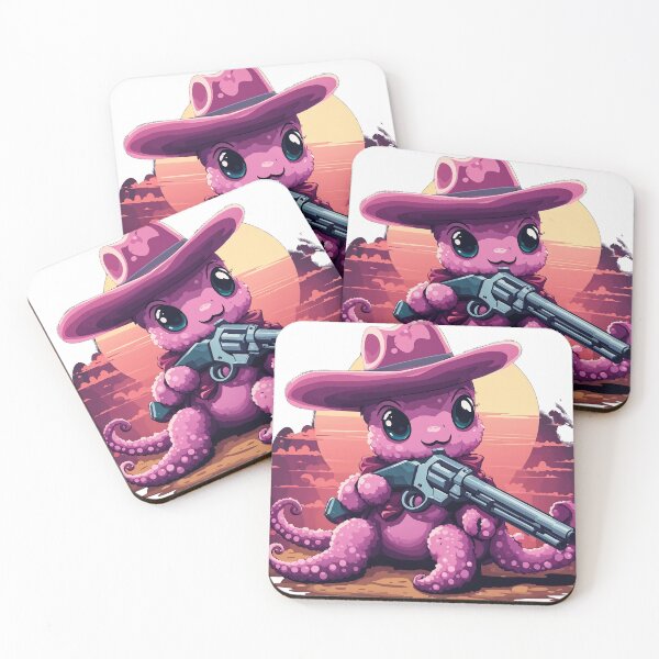 Item preview, Cute Cowboy Octopus with Gun  designed and sold by ArtsyWishesShop.