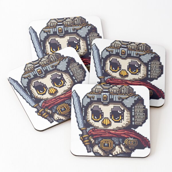 Item preview, Pixel Art Warrior Owl in Samurai Gear designed and sold by ArtsyWishesShop.