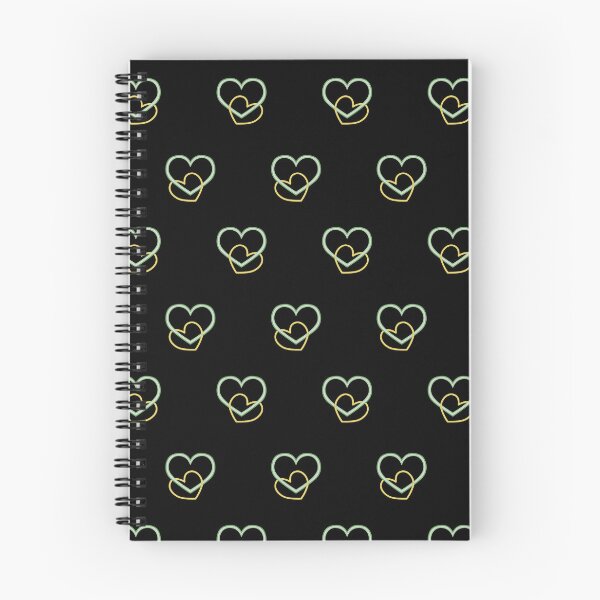 Item preview, Green and Yellow Linked Hearts Pattern With Black Back designed and sold by ClearAndHappy.