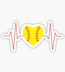 Softball Heart Beat Sticker