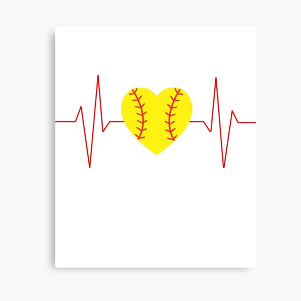 "Softball Heart Beat" Canvas Print for Sale by SweetPear Redbubble