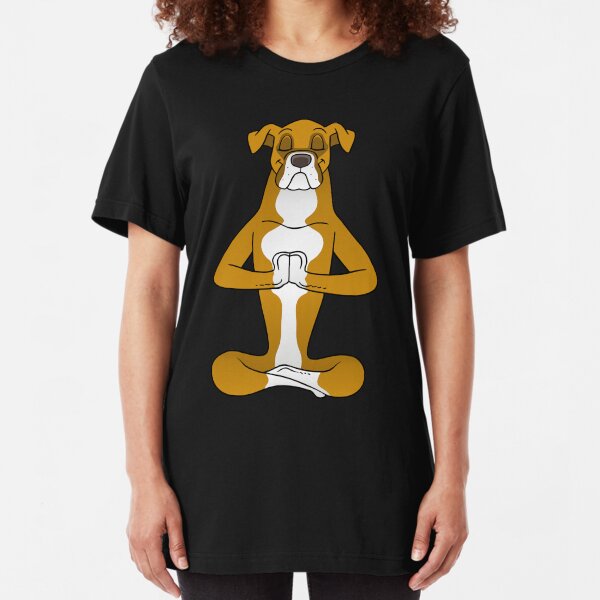 Boxer Dog Namaste Yoga Slim Fit T-Shirt