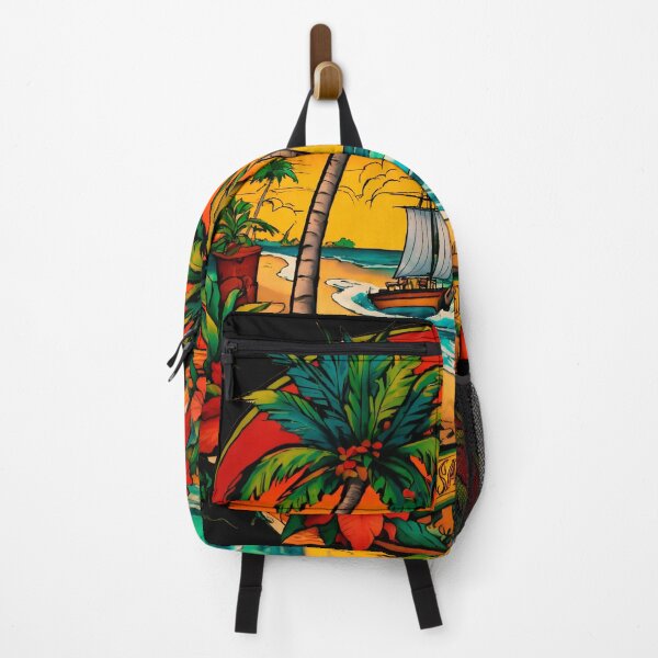 Item preview, RETRO VINTAGE TROPICAL SUMMER / Gift items and personal use / Beach, Ocean, Summer, Sea, Palm Trees, Sun, Waves, Travel, Digital Art, designed and sold by LumDesignArt.