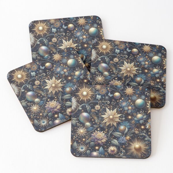 Item preview, Astral Garden Fabric Pattern: Celestial Blooms in a Cosmic Wonderland designed and sold by Rui Fernandes.