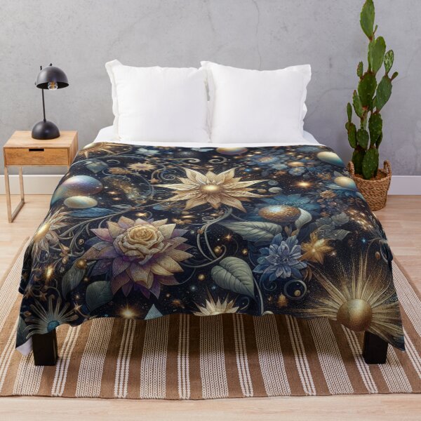 Item preview, Astral Garden Fabric Pattern: Celestial Blooms in a Cosmic Wonderland designed and sold by Rui Fernandes.