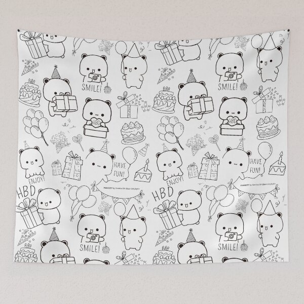 Item preview, Happy Birthday from DuDu Bear in black outline designed and sold by Pandety.